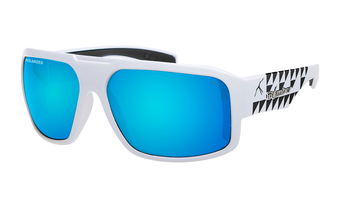 White Frame and Polarized Blue Lens Sunglasses
